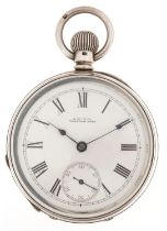 Waltham Mass, Victorian gentlemen's silver Waltham Mass Riverside keyless open face pocket watch