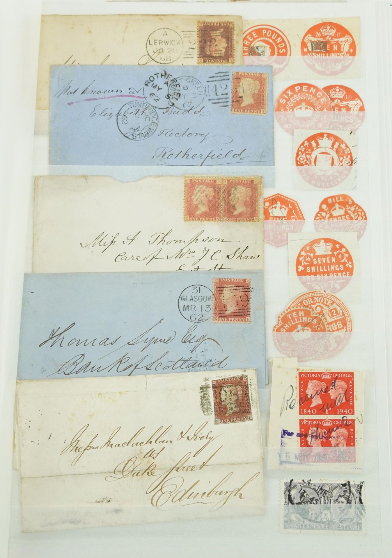 Victorian and later British stamps and postal history arranged in a stock book including Penny Reds, - Bild 11 aus 17