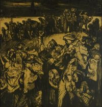 After Frank Brangwyn - Industrial scene, early 20th century black and white lithographic print,