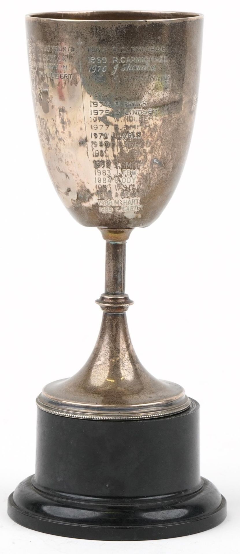 Mappin & Webb, Victorian bowling interest silver trophy on stand presented by Mr A M Jones to the - Bild 2 aus 4