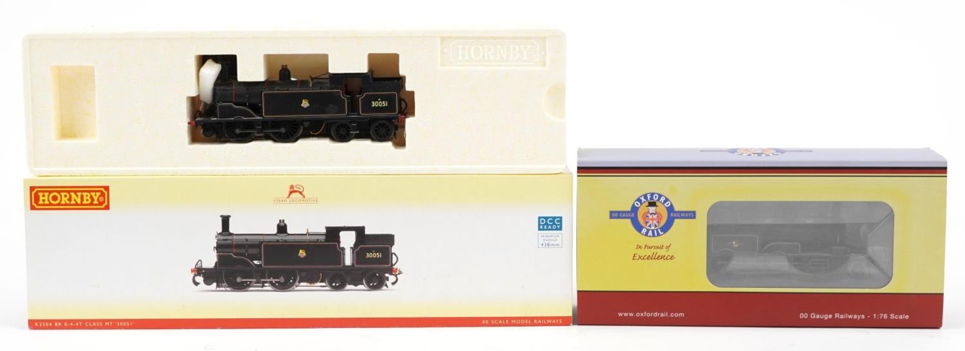 Two Hornby OO gauge locomotives with boxes, one with tender comprising 30051 Class N7 locomotive