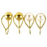 Two pairs of 9ct gold clip on earrings including one pair set with cultured pearls, each 13mm