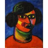 Portrait of a female, German Expressionist oil on canvas, framed, 49.5cm x 39.5cm excluding the