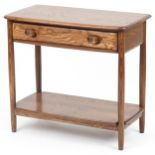 Ercol elm console table fitted with frieze drawer and under tier, 72.5cm H x 79cm W x 41cm D