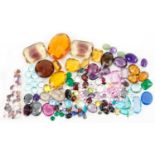 Loose gemstones and intaglios including blue topaz, citrine, amethyst, garnet and sapphires, the