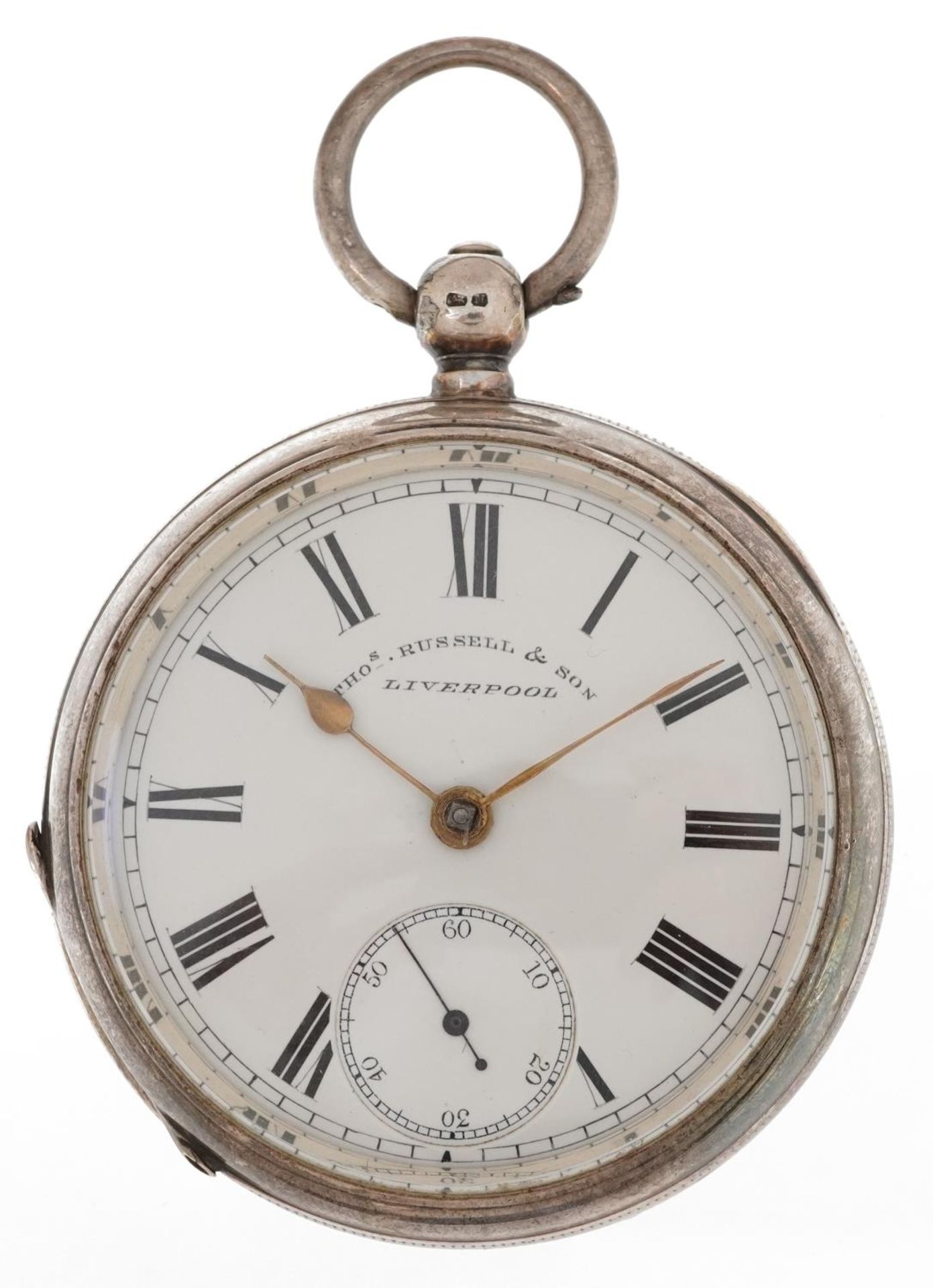 Thomas Russell & Son, Victorian gentlemen's silver key wind open face pocket watch having