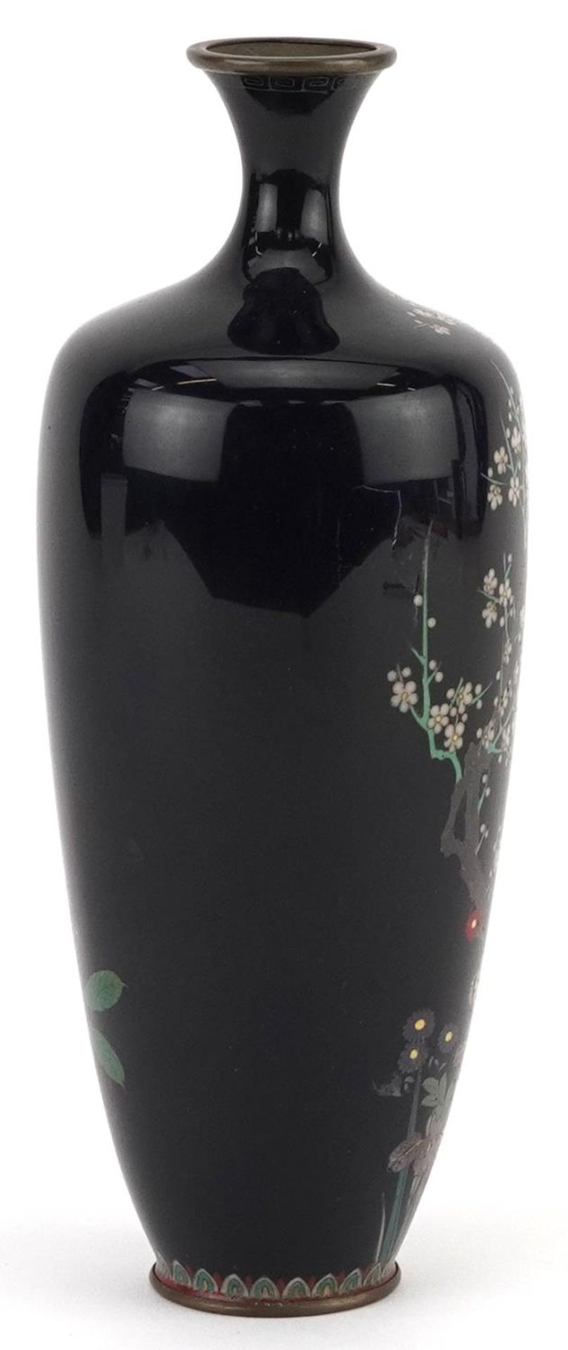 Japanese cloisonne vase finely enamelled with flowers, 18cm high - Bild 4 aus 6