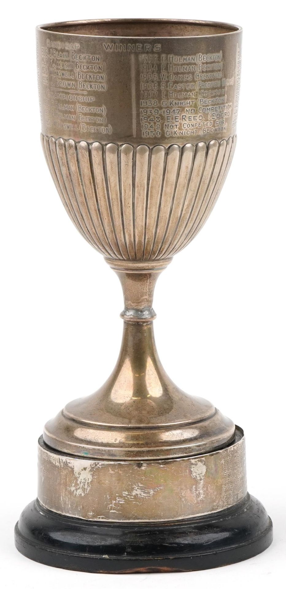 George V bowling interest silver trophy on stand engraved The Gas Light Sports Association Perpetual - Bild 2 aus 3