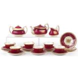 Spode six place tea service commemorating Elizabeth II 1953 Coronation comprising teapot, six trios,