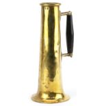 Art Nouveau military interest trench art shell jug with ebonised handle impressed SP555, 29.5cm high