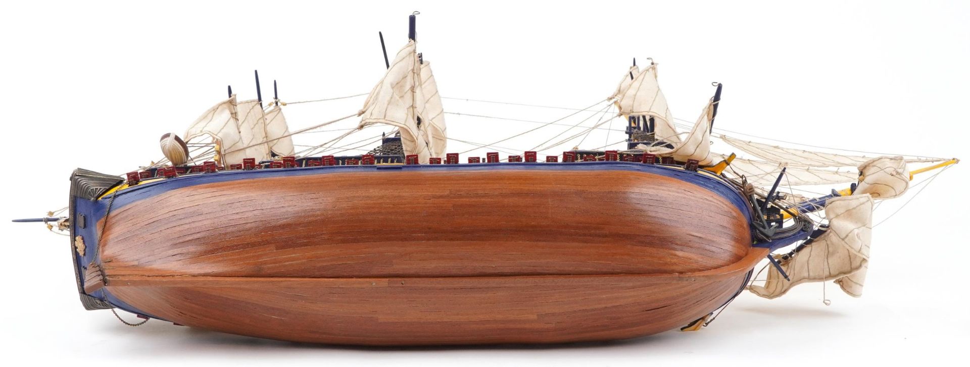 Large hand painted wooden model of HMS Victory on stand together with a Del Prado figure of Vice - Image 4 of 4