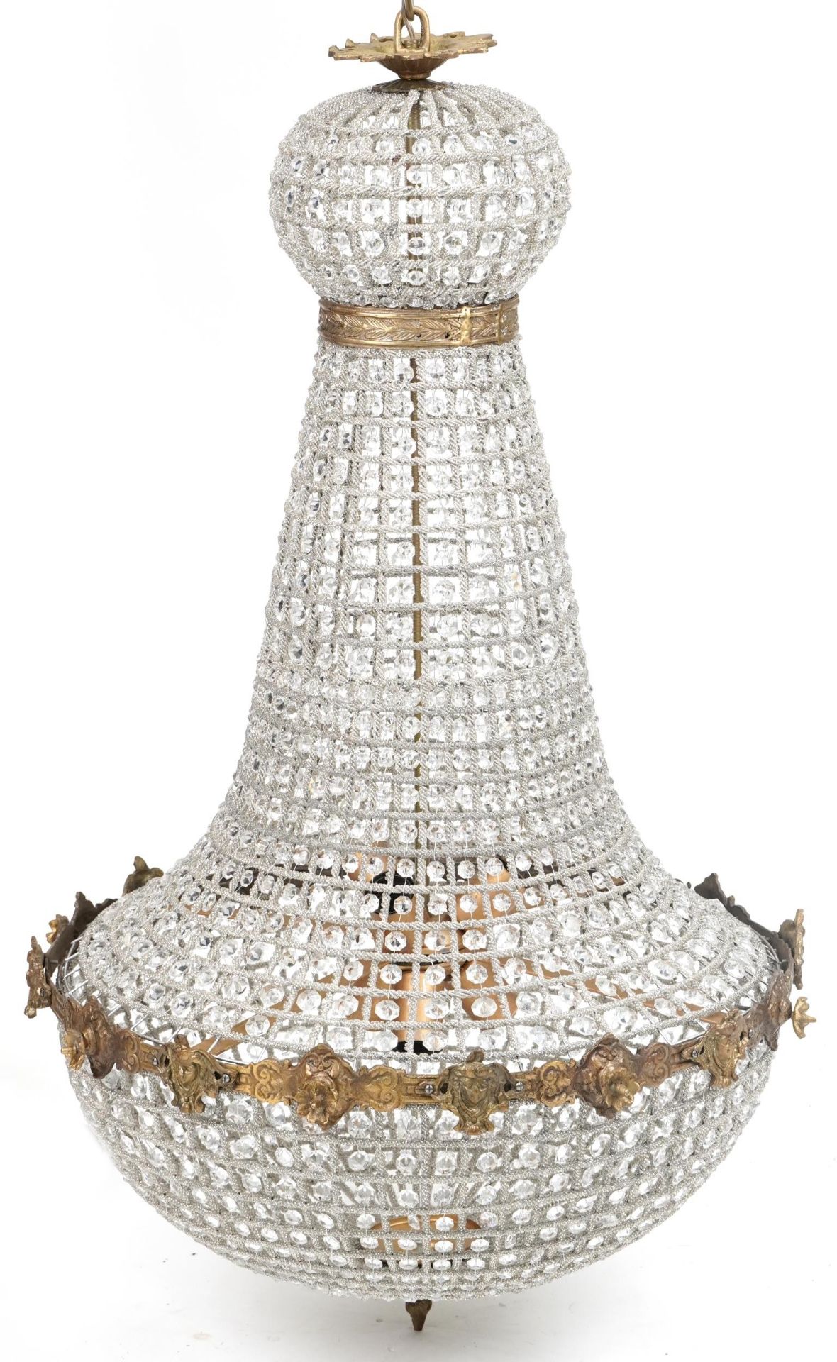 Large ornate chandelier with gilt brass mounts, approximately 115cm high x 60cm in diameter - Bild 2 aus 2