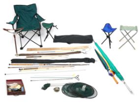 Vintage and later freshwater and seawater fishing rods, tackle and accessories including cane and