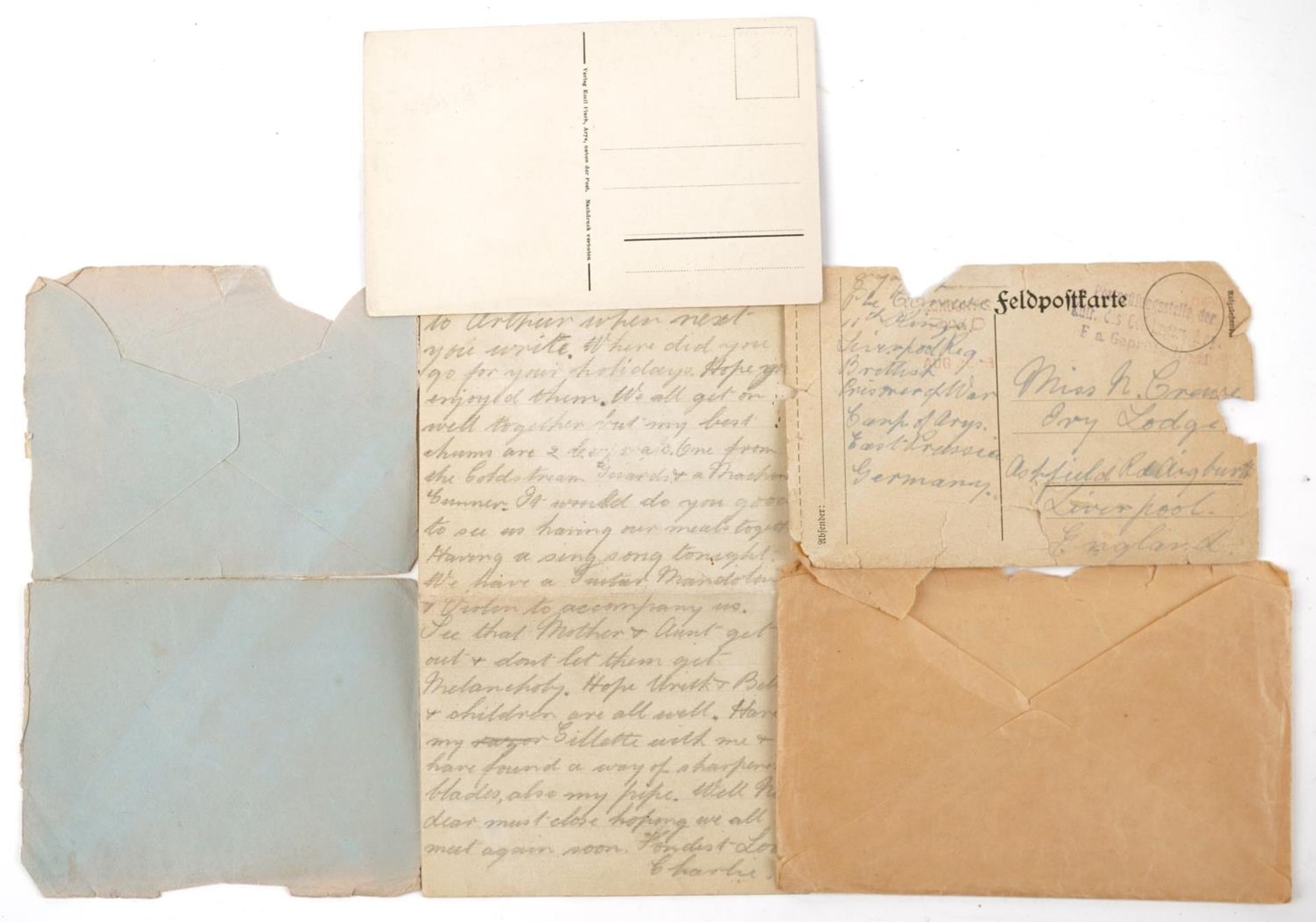 British military World War I Prisoner of War letter written by Private C Crewe of The Liverpool - Bild 5 aus 5