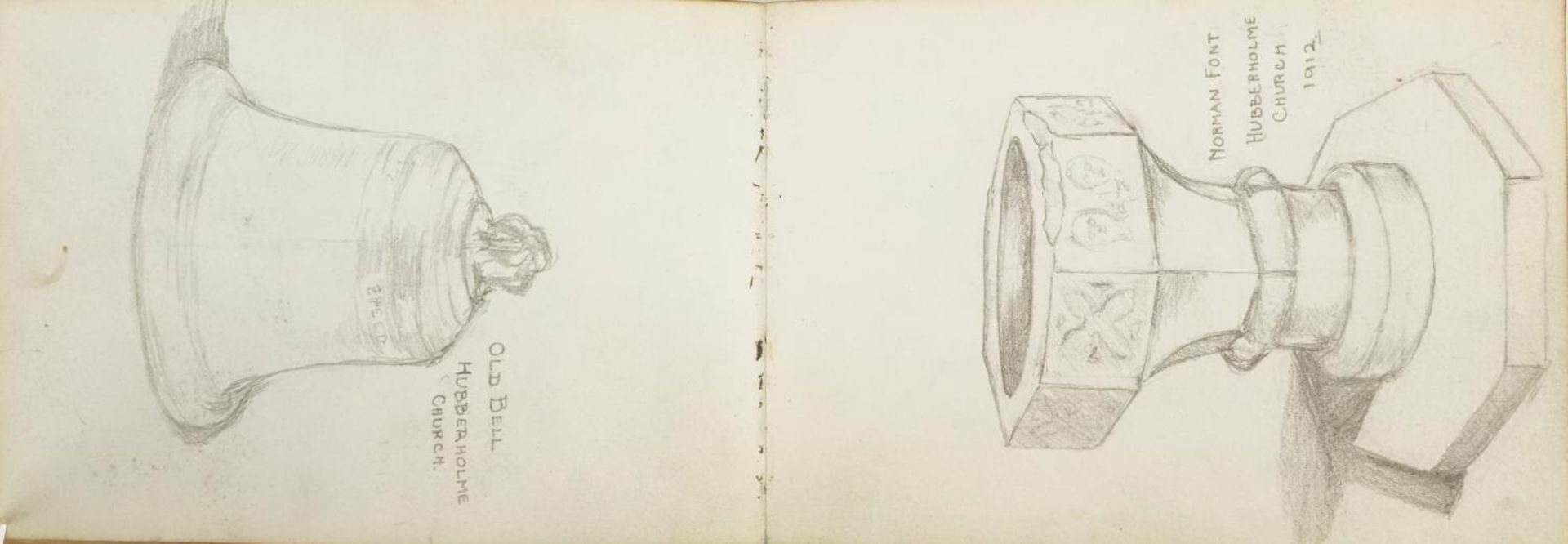 Early 20th century artist's travel sketchbook housing various watercolours and pencil sketches - Image 12 of 15