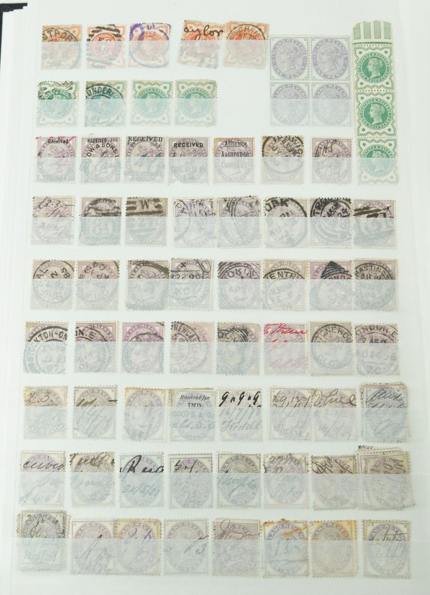 Victorian and later British stamps and postal history arranged in a stock book including Penny Reds, - Bild 10 aus 17