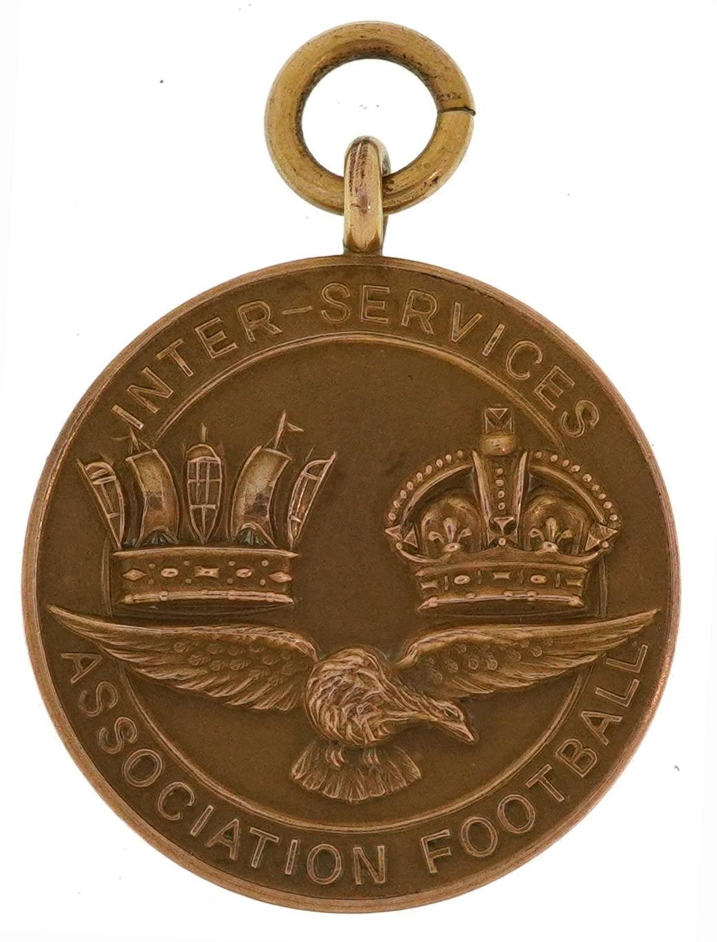 Military interest 9ct gold Inter-Services Association Football jewel awarded to C.S.M.E.COOPER R.A.