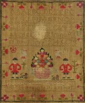 19th century needlework sampler dated 1817, indistinctly worked with name, possibly Maria ...?,