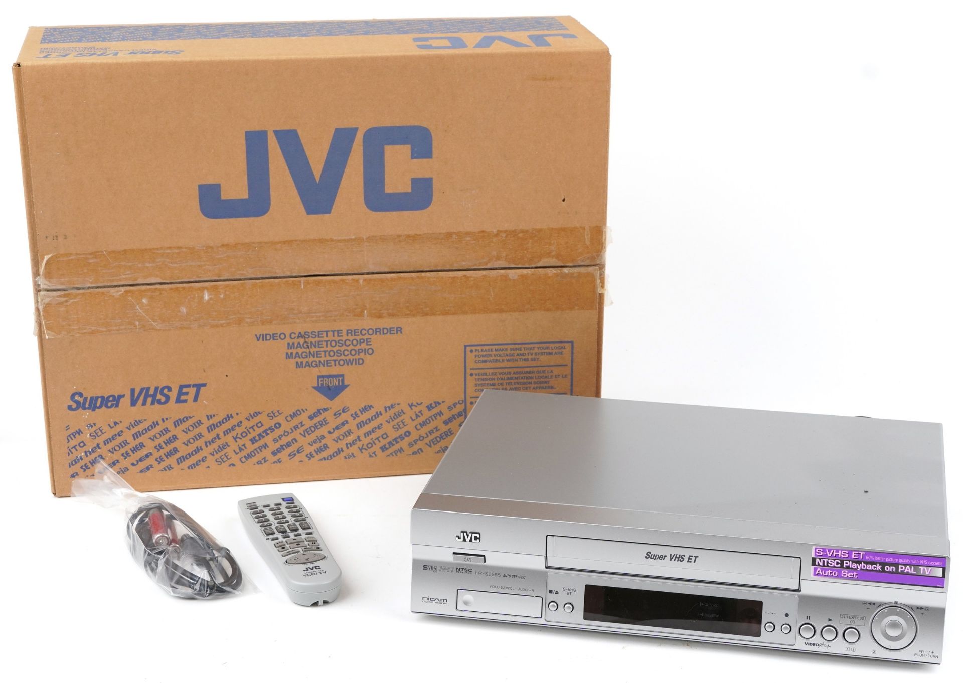 As new JVC video cassette recorder with box, model HR-S6955UK