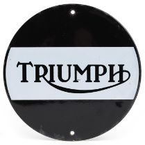 Automobilia interest circular Triumph enamel advertising sign, 20.5cm in diameter