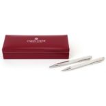 Carin D'Ache, Swiss engine turned propelling pencil and ballpoint pen with fitted case