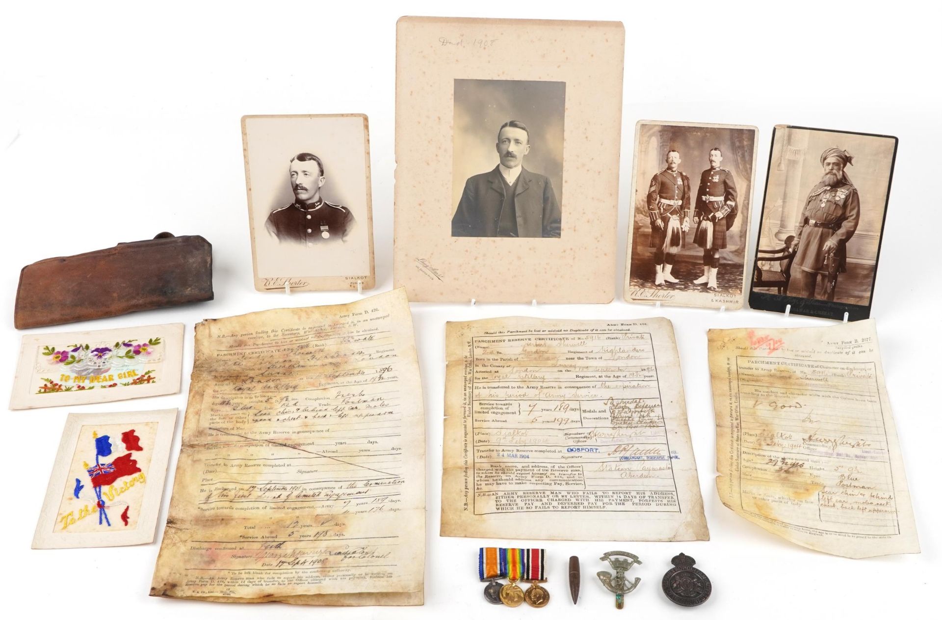Victorian and later militaria and ephemera relating to Herbert Sherwell of The Highlanders including