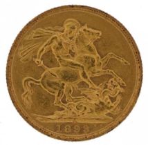 Queen Victoria Jubilee head 1893 gold sovereign, Sydney Mint