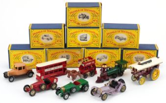 Eight vintage Lesney Models of Yesteryear diecast vehicles with boxes comprising Y-3, Y-5, Y-6, Y-6,