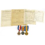 British military World War I trio relating to Charles Frederick Kirby with related paperwork