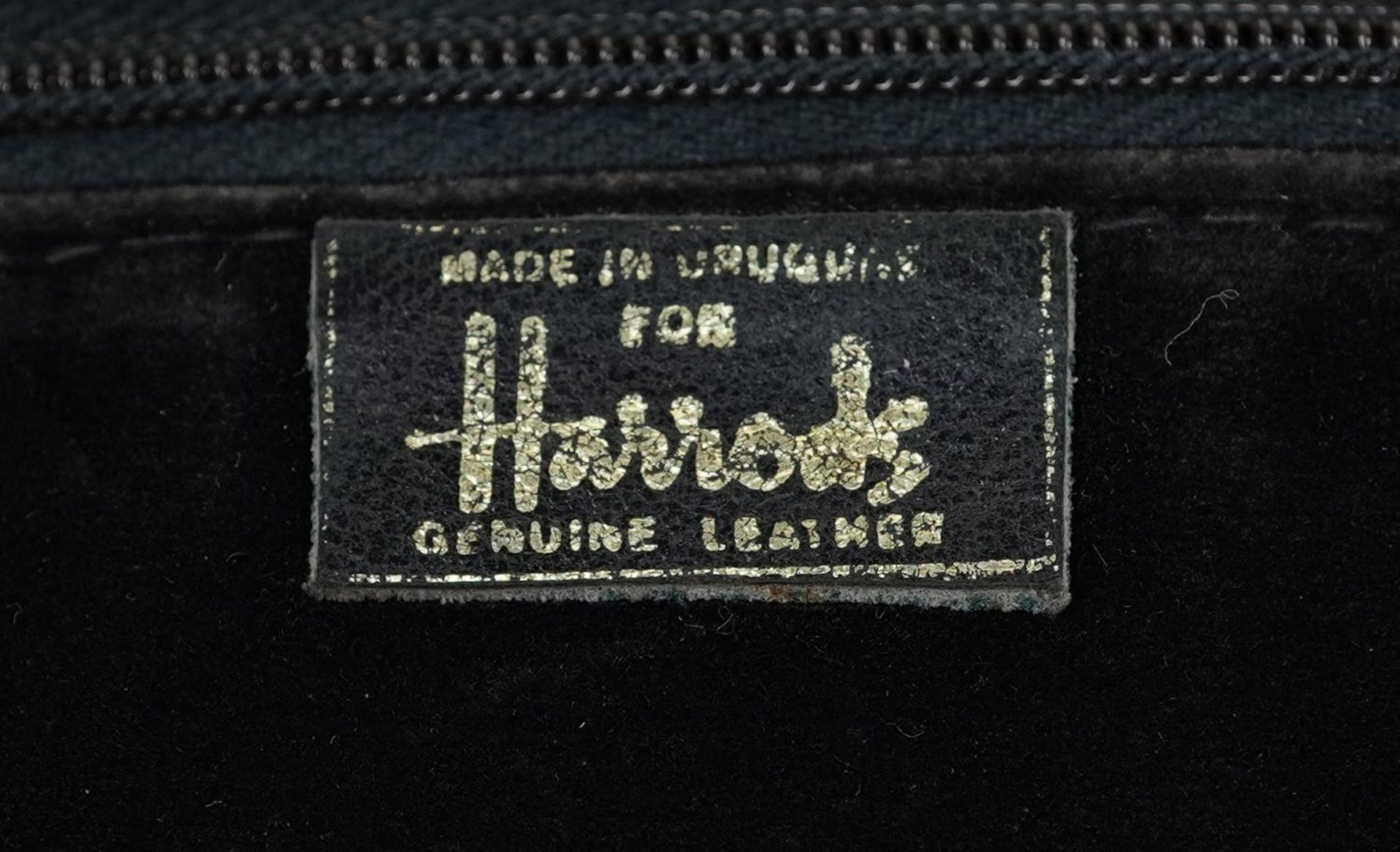 Vintage gentlemen's Harrods black leather document wallet, 57cm wide - Image 2 of 3