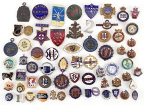 Collection of vintage and later pin badges, predominantly enamel, including Baird Television Limited