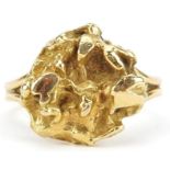John Donald, 1960's 18ct gold ring in the form of a gold nugget, London 1969, size K, 6.8g