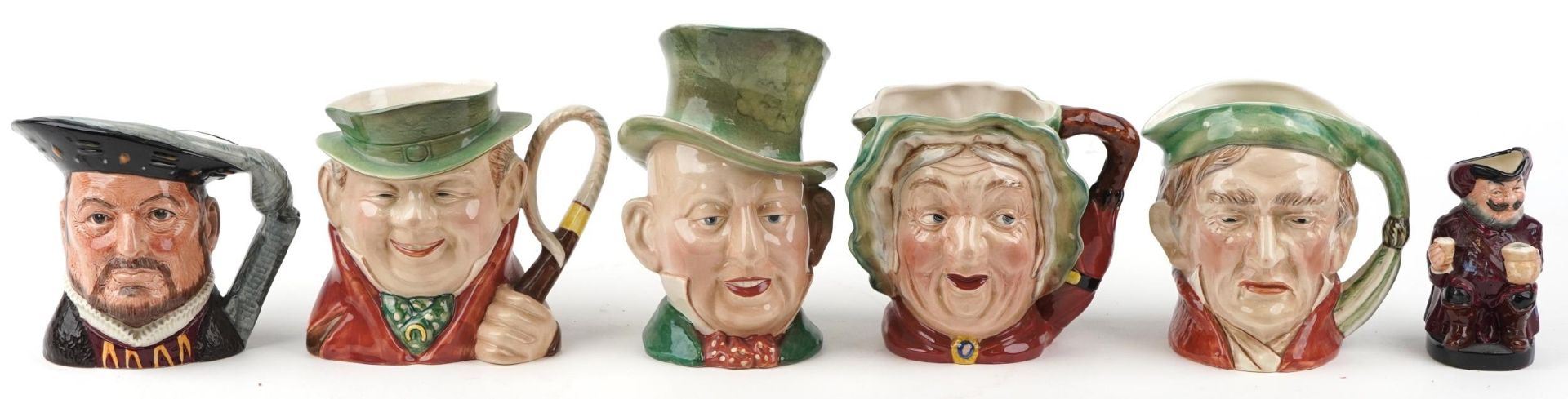 Six Beswick and Doulton character jugs including Scrooge and Henry VIII, the largest 23cm high - Image 2 of 5