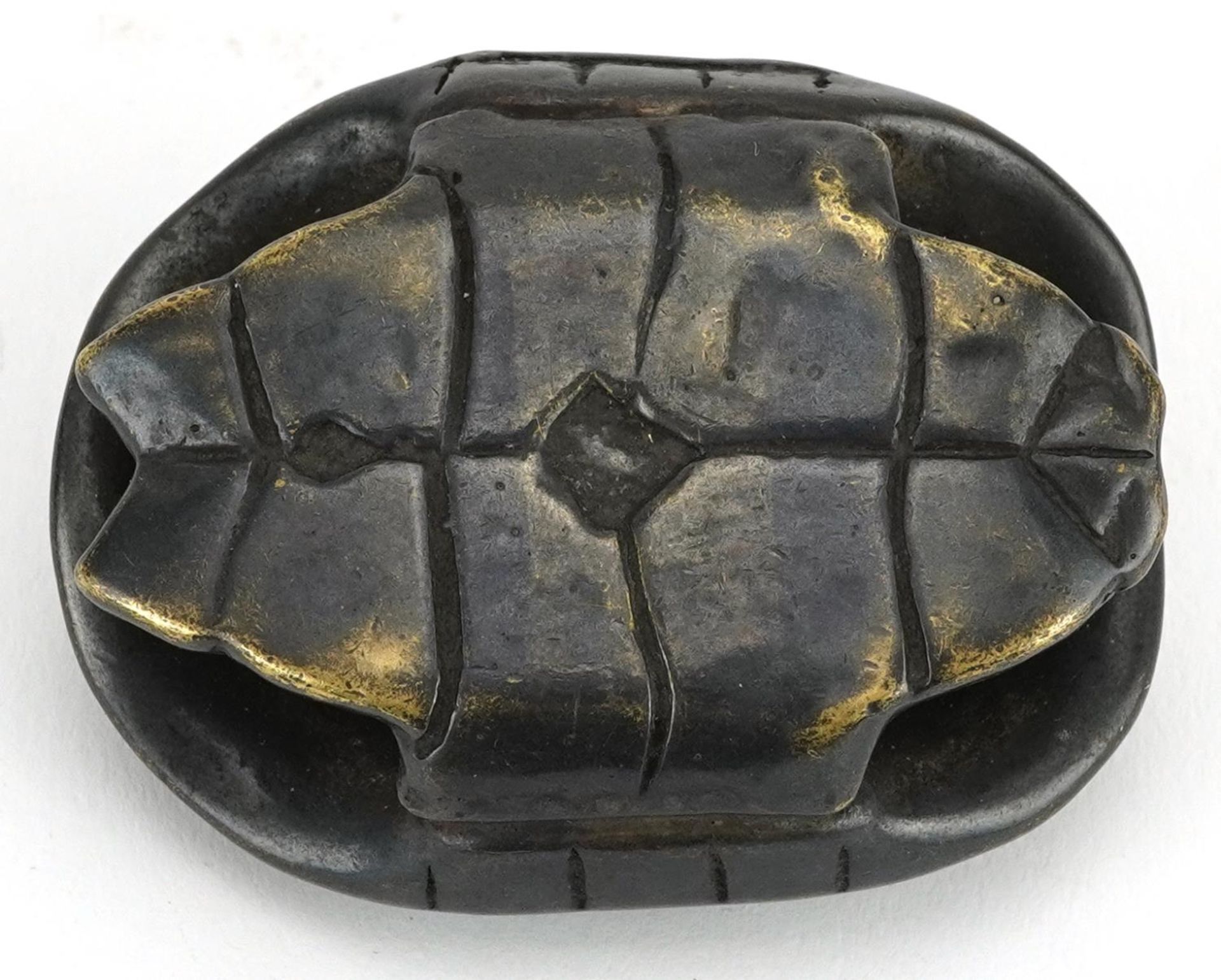 Patinated bronze model of a turtle shell, 6cm in length - Image 3 of 3