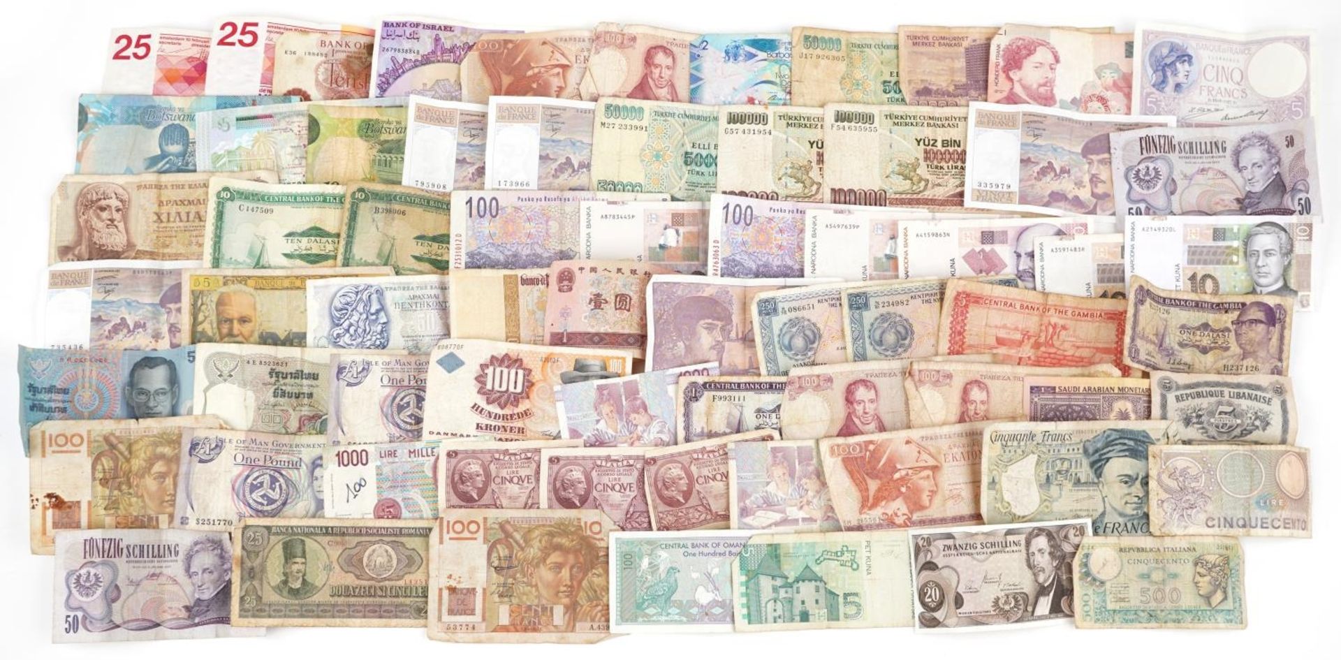 Large collection of world banknotes