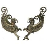 Pair of 19th century silver plated classical mounts in the form of griffins, each 12.5cm high
