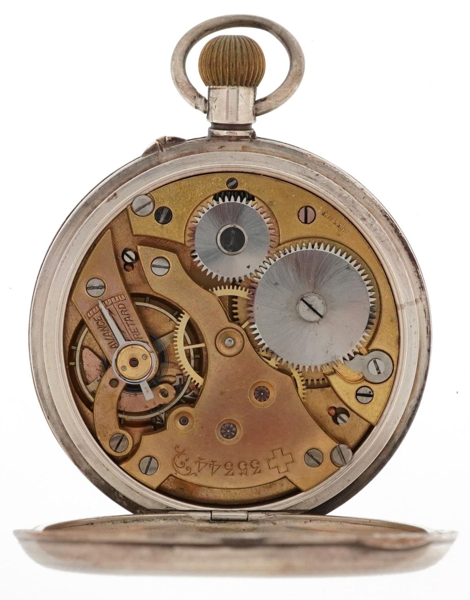 George V gentlemen's silver keyless open face pocket watch having enamelled and subsidiary dials - Bild 3 aus 4