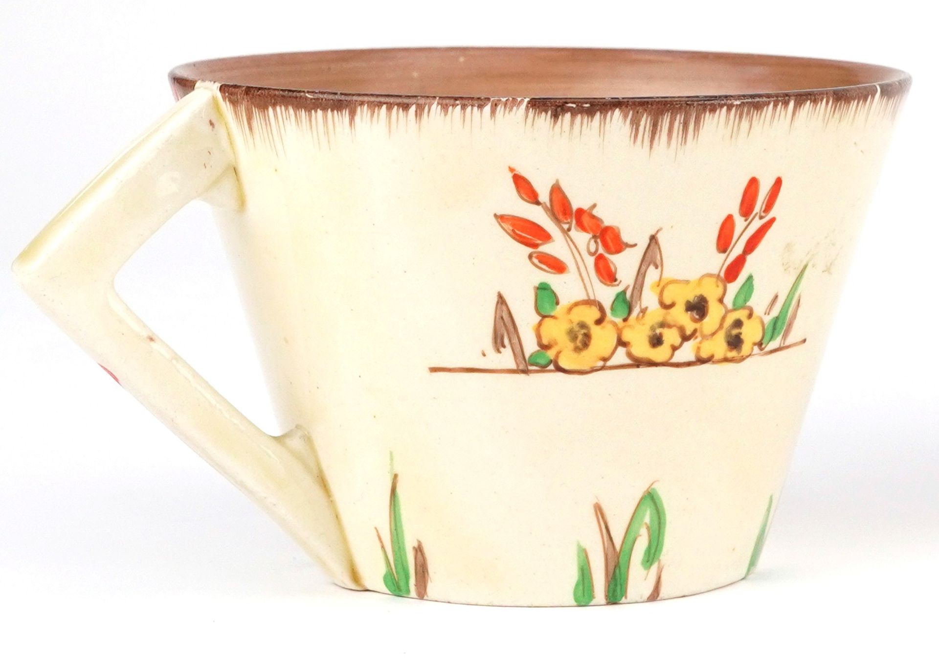 Clarice Cliff, Art Deco Honeyglaze conical teaware hand painted in the Taormina pattern comprising - Image 3 of 5