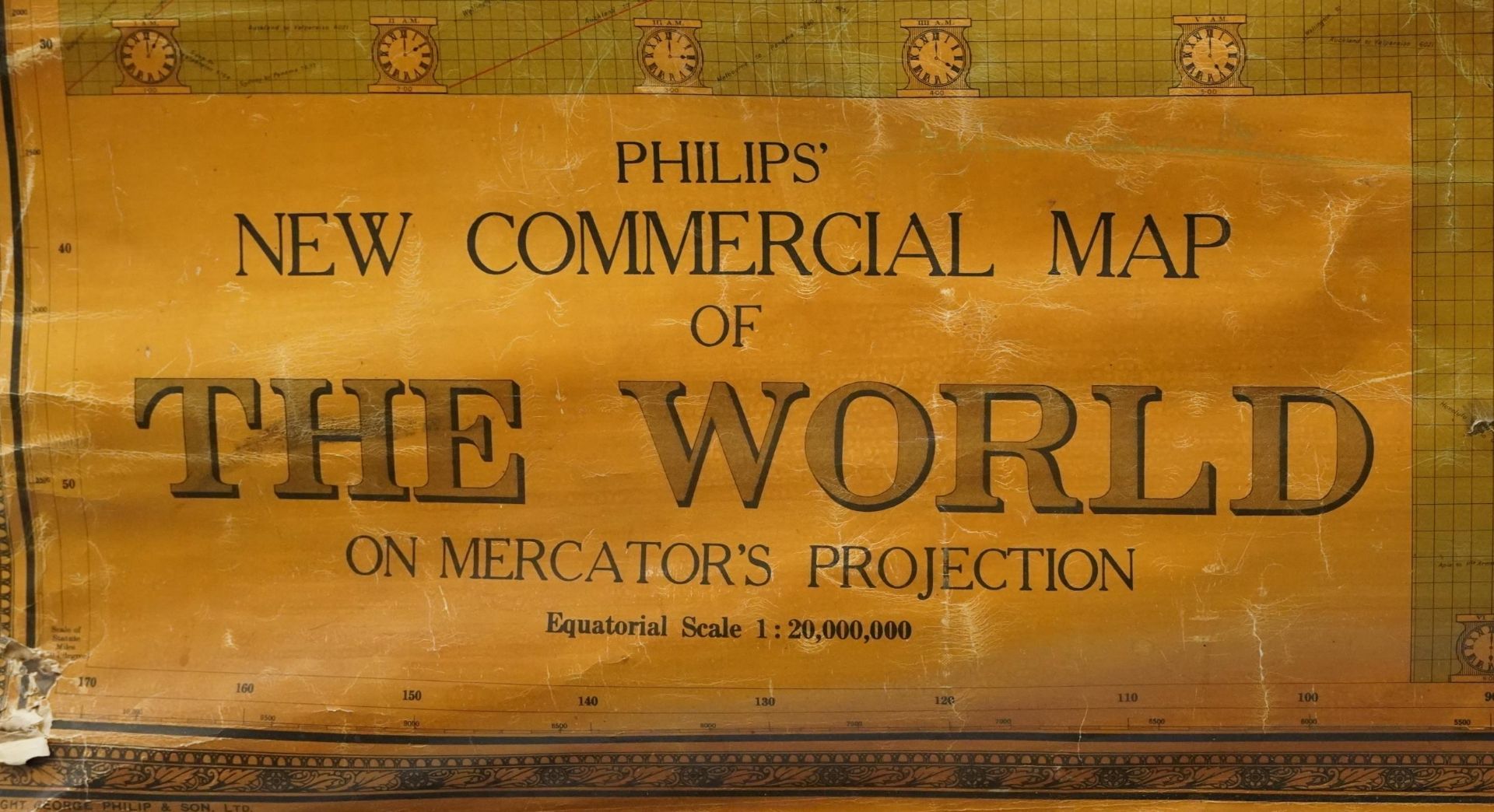 Vintage Philips wall hanging New Commercial Map of the World on Mercator's Projection, scale 1:20, - Image 2 of 3