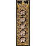 Indian silk wall textile embroidered with elephants, 150cm x 43cm