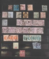 Victorian and later British stamps arranged in a stock book including Two Penny Blue, Penny Reds and