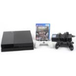 Sony PlayStation 4 games console with two controllers and Call of Duty World War II