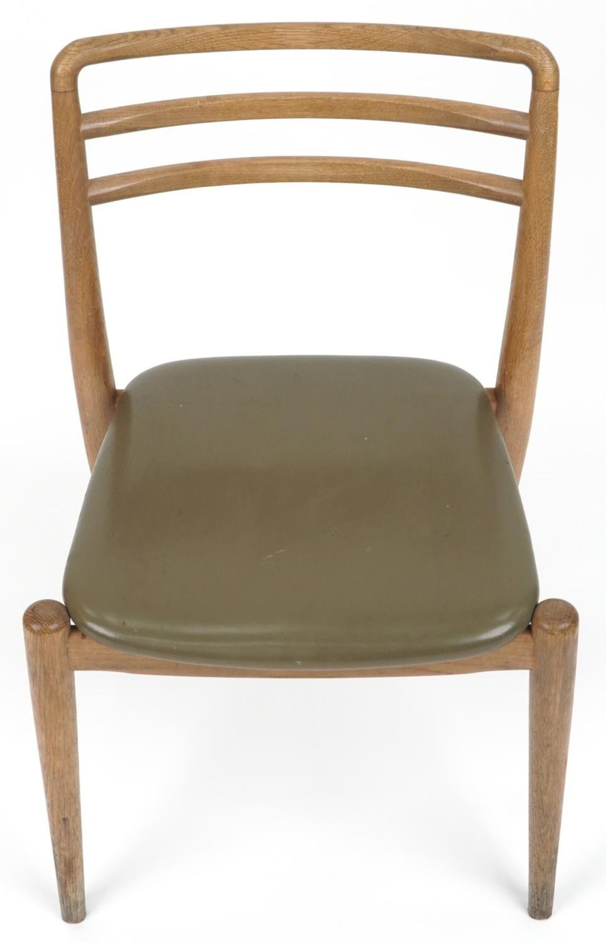 Scandinavian design teak chair with leather upholstered seat, 75cm high - Image 3 of 4