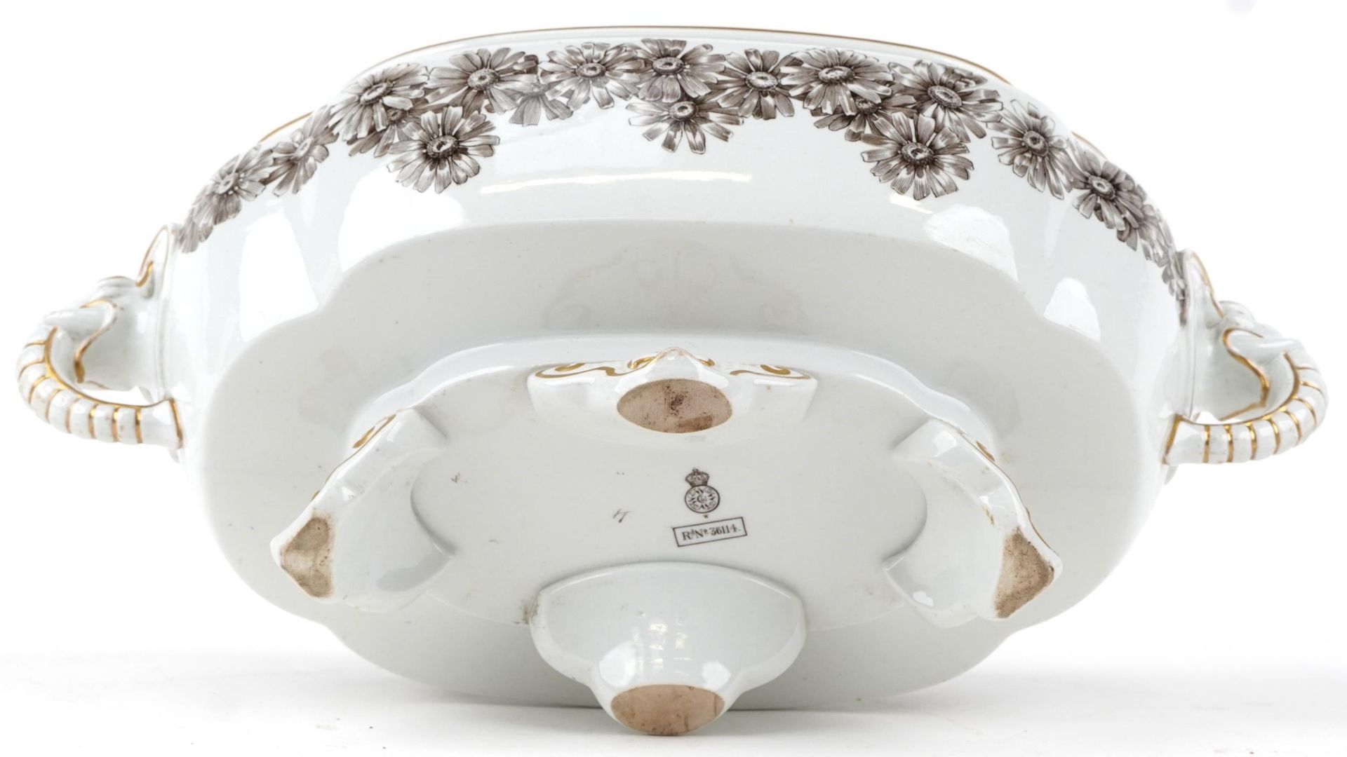Royal Worcester, Victorian aesthetic four footed tureen with elephant head handles decorated with - Image 4 of 5
