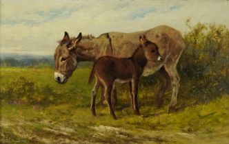 Arthur Batt - Donkey in landscape, early 20th century oil on board, Eastbourne Fine Arts label