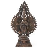 Chino Tibetan partially gilt bronze statue of Avalokiteshvara of Kwanyn Buddha, 40.5cm high