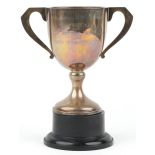 George V bowling interest silver trophy on stand with twin handles engraved The Gas Light Sports