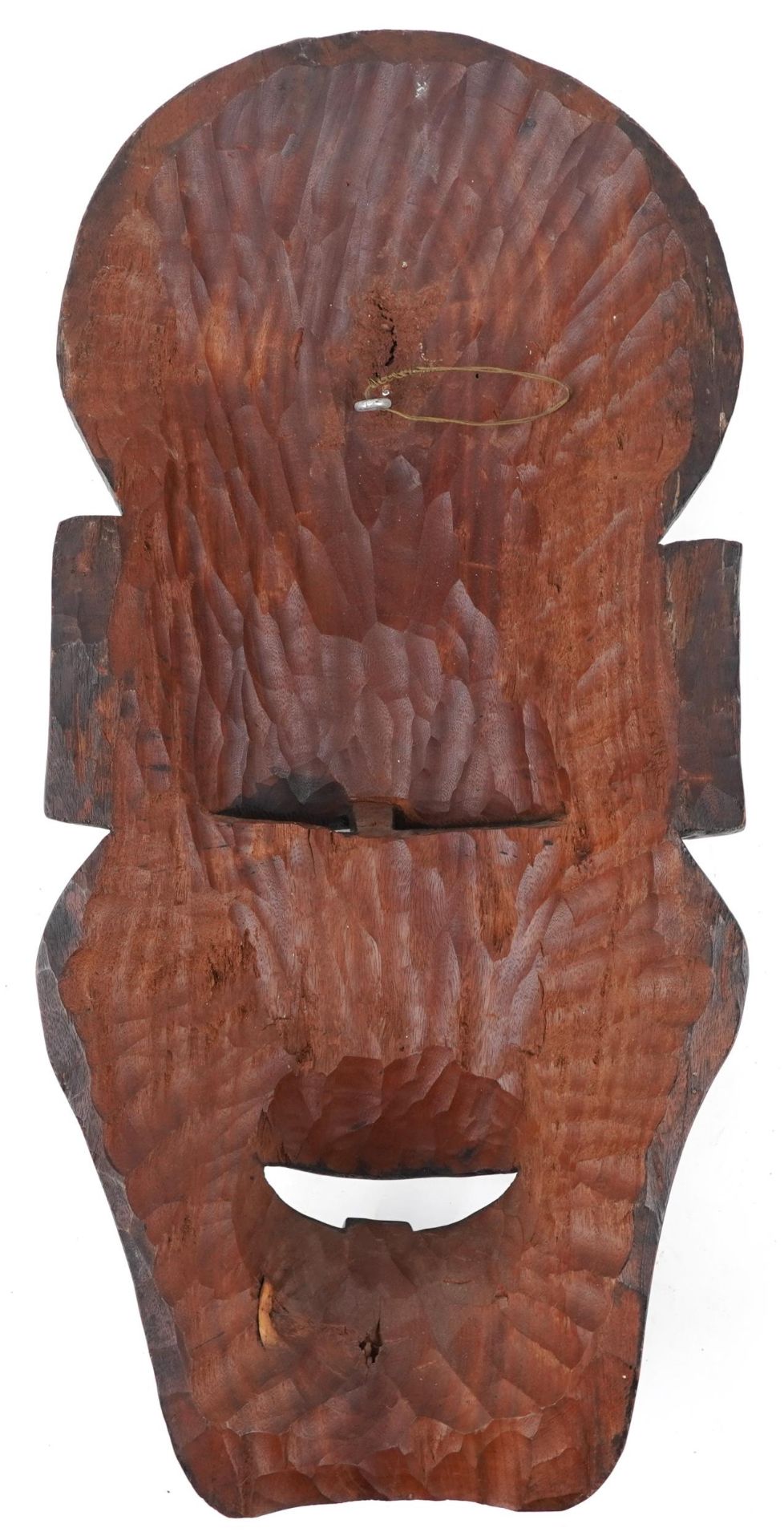Large African tribal interest carved hardwood wall mask with bone inlay, 75cm high - Bild 2 aus 2