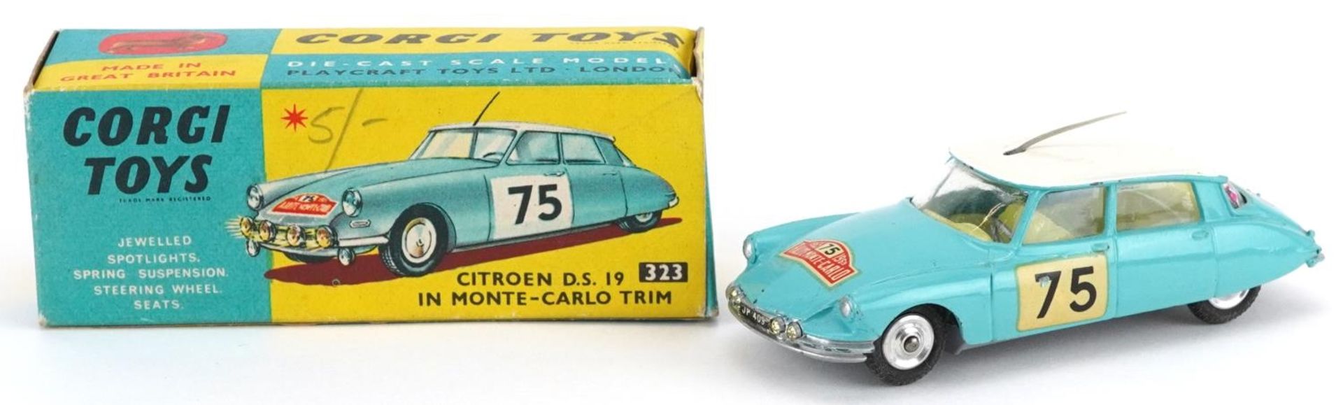 Vintage Corgi Toys Citroen DS 19 in Monte-Carlo trim with box numbered 323