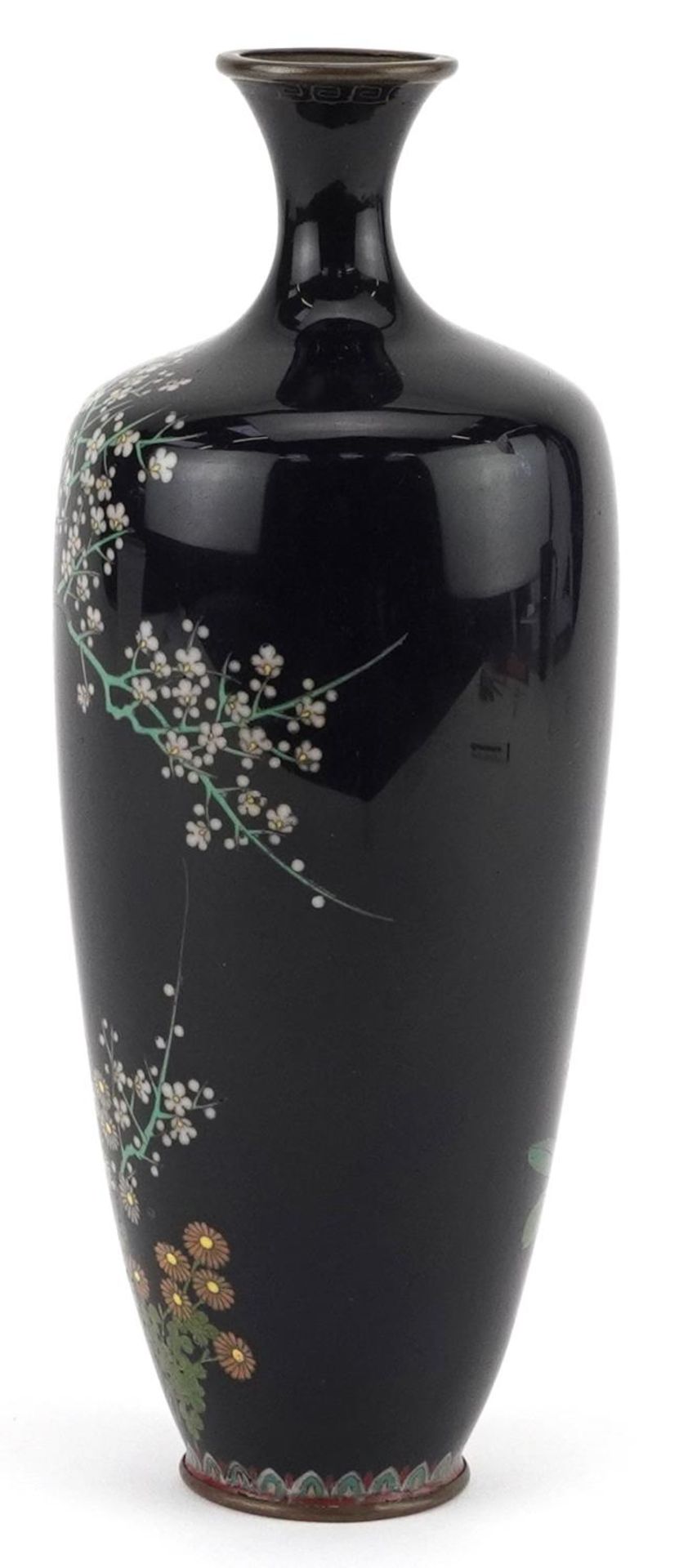 Japanese cloisonne vase finely enamelled with flowers, 18cm high - Bild 2 aus 6